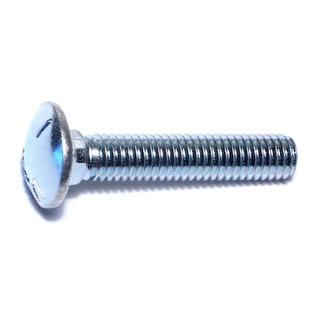 Midwest Fastener Carriage Bolt, Square Neck, 16 (Coarse), 2 in L, Steel, Zinc Plated, 8 PK 31865
